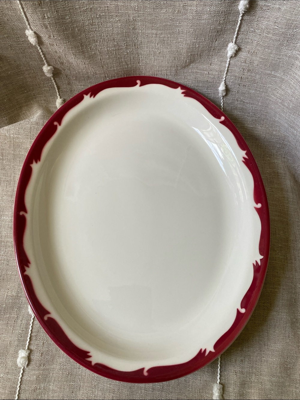 Syracuse China Red Crest Wave Restaurant Ware oval plate/ platter